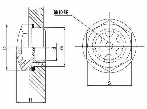 旋入式六角圓形油標HY8316.2結構圖